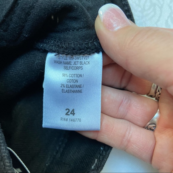 Re/Done Originals high-rise stovepipe jet black raw hem denim jeans size 24 - Picture 15 of 15